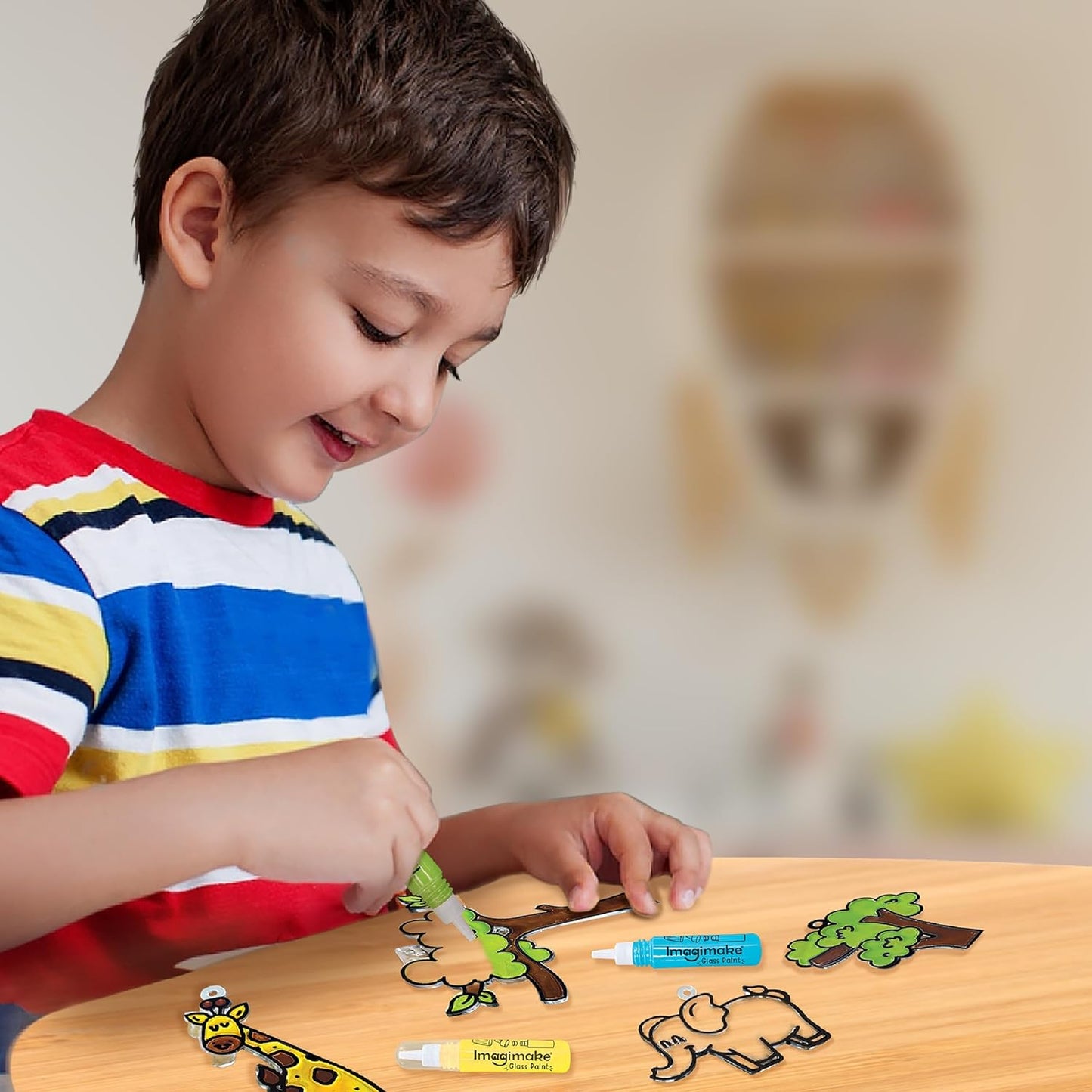 Arjoos | Window Art Jungle - Glass Painting Set | Art And Craft Kit | Toys For Girls & Boys | Diy Kit For Kids| Birthday Gift for Boys & Girls - ( Ages - 5+ )