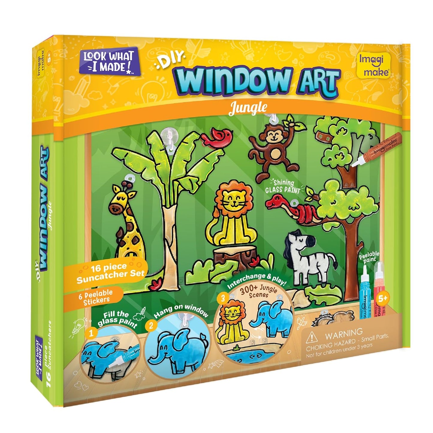 Arjoos | Window Art Jungle - Glass Painting Set | Art And Craft Kit | Toys For Girls & Boys | Diy Kit For Kids| Birthday Gift for Boys & Girls - ( Ages - 5+ )