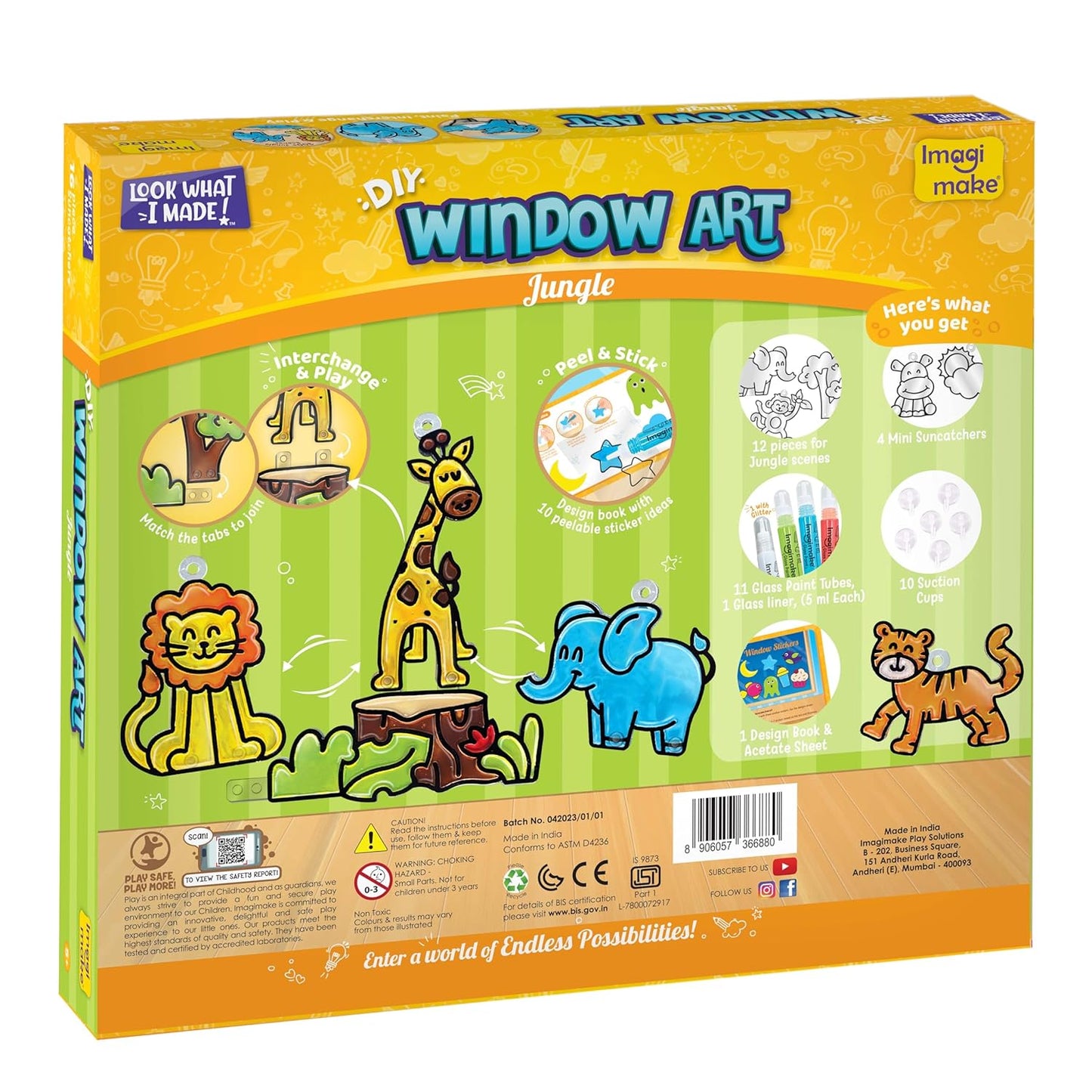 Arjoos | Window Art Jungle - Glass Painting Set | Art And Craft Kit | Toys For Girls & Boys | Diy Kit For Kids| Birthday Gift for Boys & Girls - ( Ages - 5+ )