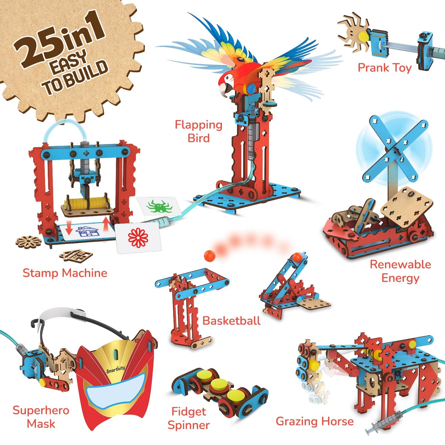 Arjoos | 25 in 1 Multi-Builds Hydraulic Kit STEM DIY Kit | Educational Science Toy | STEM Learning Toys for Kids | Birthday Gifts for Kids - Age - 6+Years