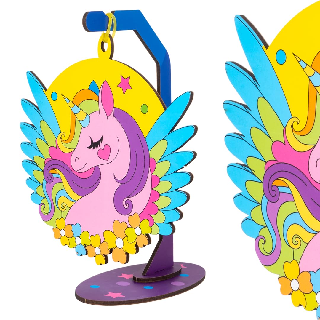 Arjoos | 3D Unicorn Art Hanging Wooden - DIY Paint Your Own Unicorn Painting Kit | Arts & Crafts for Kids | Unicorn Party Favor Art Supplies to Colour, Assemble & Have Fun! | Birthday gift for kids - ( Ages- 5+)
