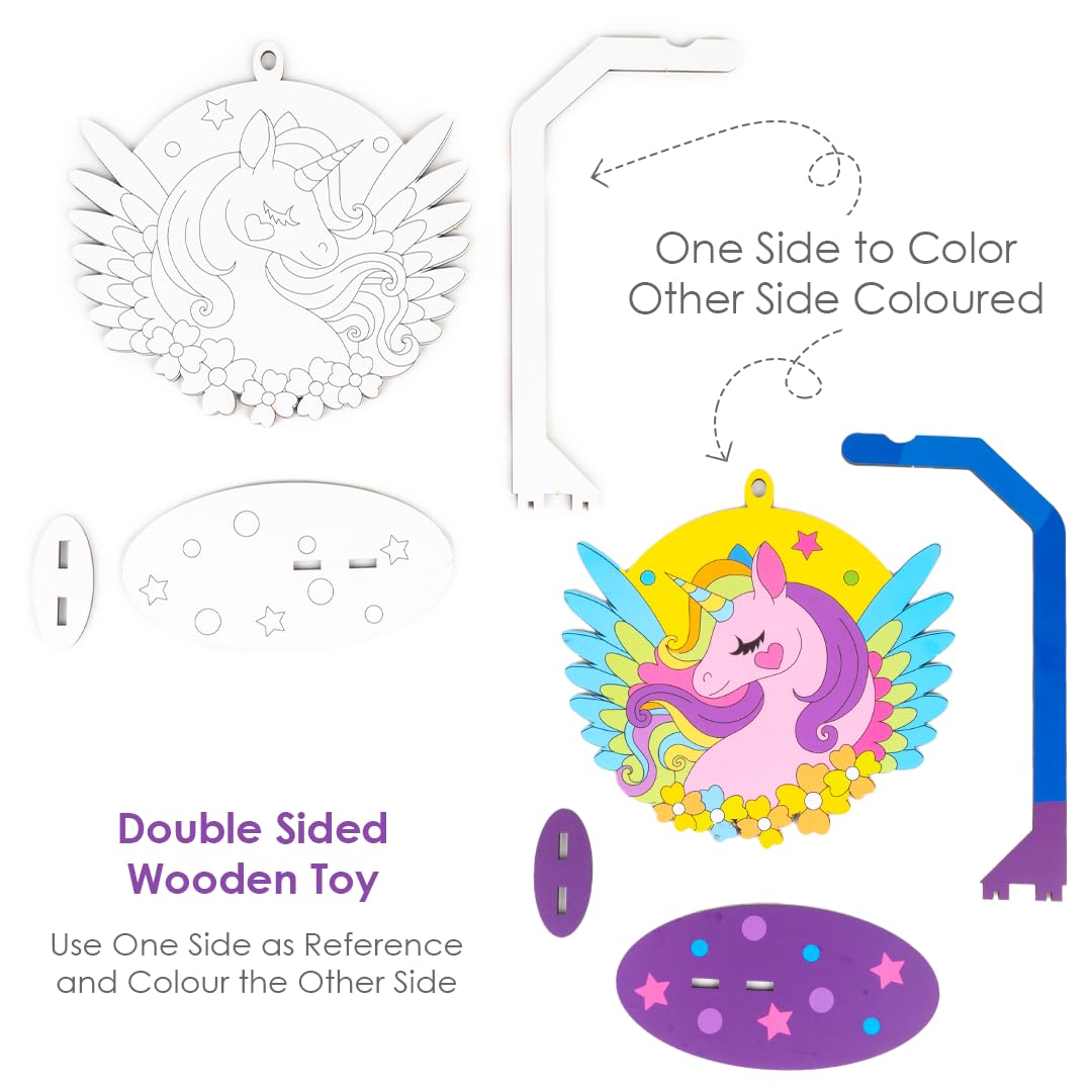 Arjoos | 3D Unicorn Art Hanging Wooden - DIY Paint Your Own Unicorn Painting Kit | Arts & Crafts for Kids | Unicorn Party Favor Art Supplies to Colour, Assemble & Have Fun! | Birthday gift for kids - ( Ages- 5+)