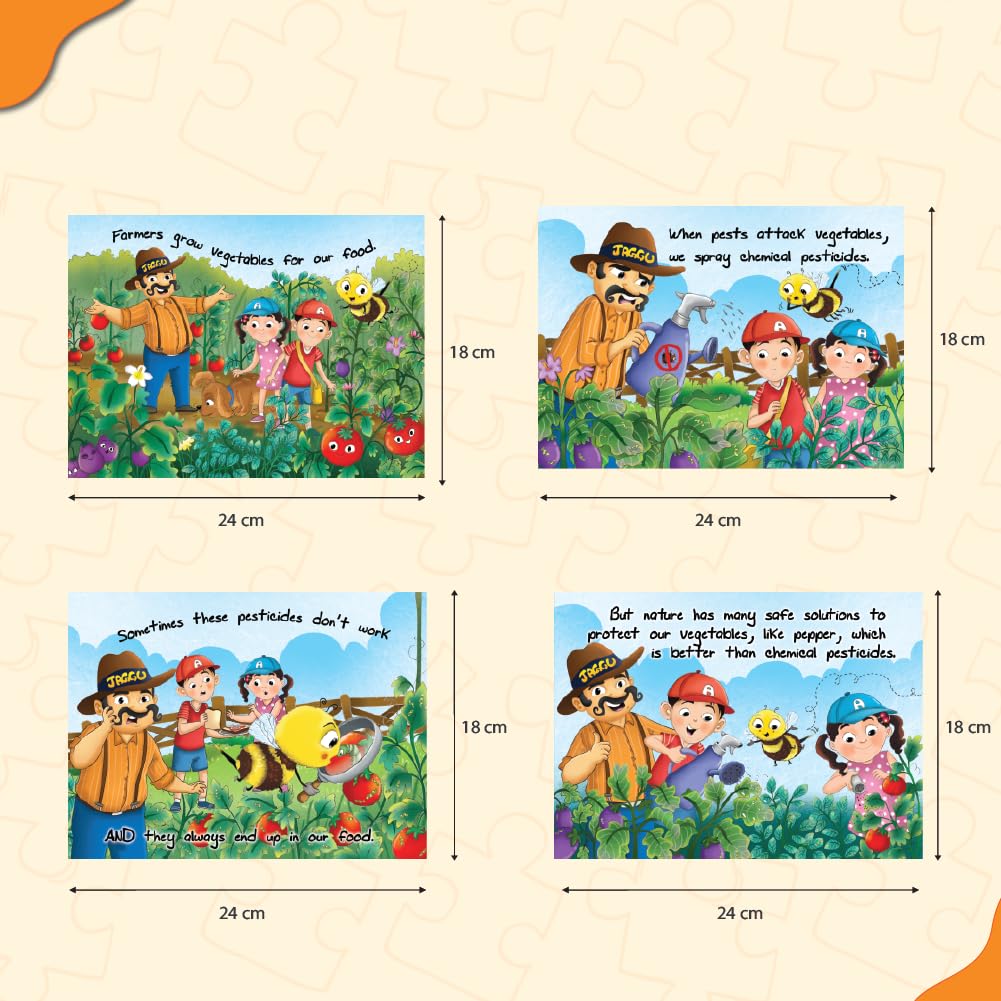 Arjoos | Educational Story-Based Puzzle Set | 4 Jigsaw Puzzles & 1 Activity Book on Natural Pesticides | Birthday Gifts for Kids - Pack of 1 - ( Age - 6+ )
