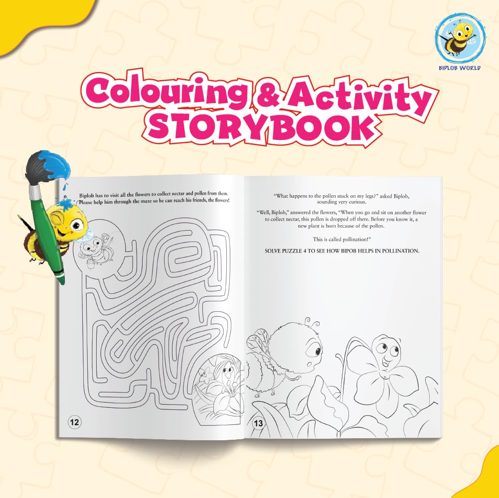 Arjoos | Educational Story-Based Puzzle Set | 4 Jigsaw Puzzles & 1 Activity Book on Pollination | Birthday Gifts for Kids - Pack of 1 - ( Age - 3 + )