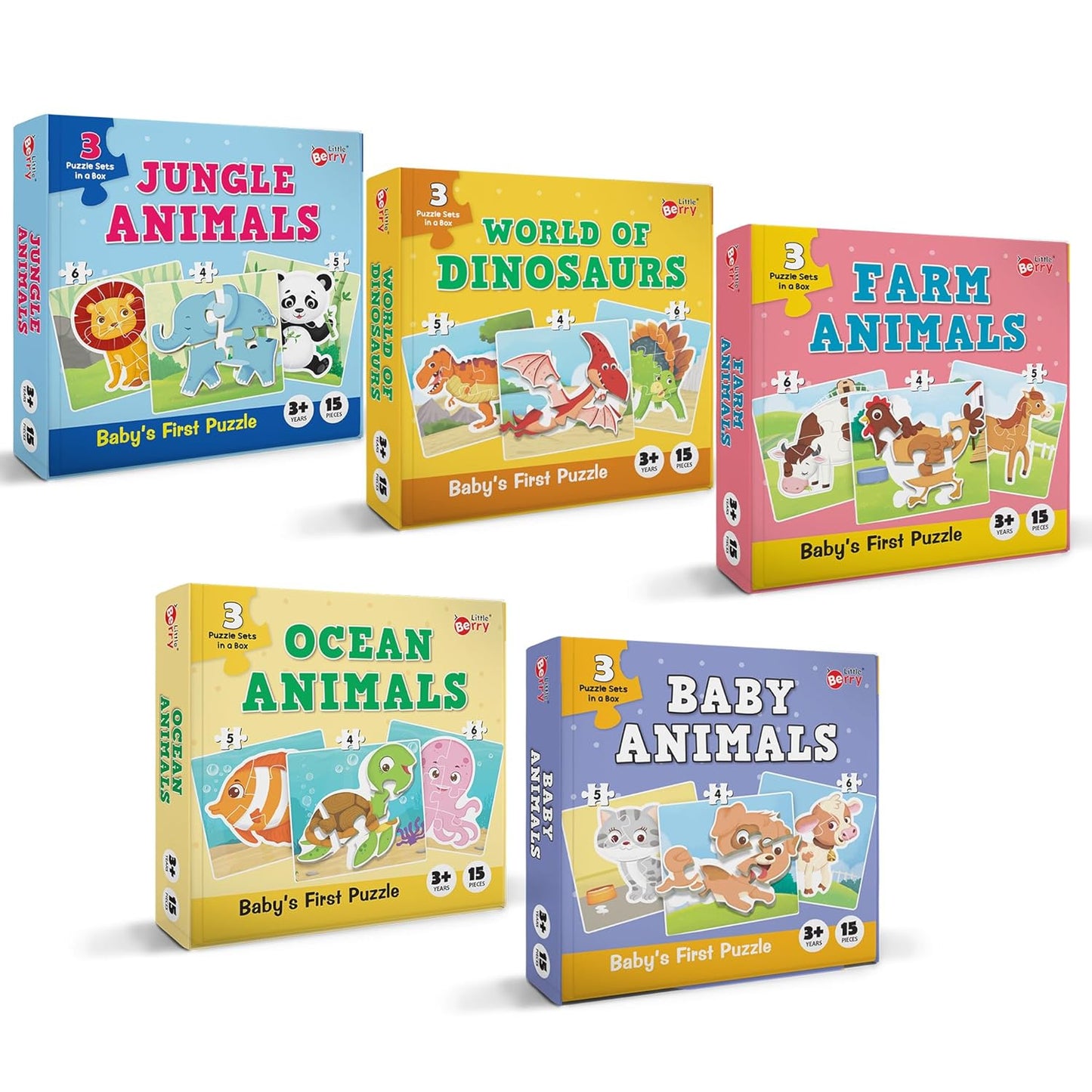 Arjoos | Baby’s First Puzzle Game: Animal & Dinosaur Puzzles - ( One Pack )| Set of 1 Cardboard Puzzles with 15 Pcs | Early Puzzle Set for Kids - Educational Toys | Birthday gift for kids - ( Ages- 3+)