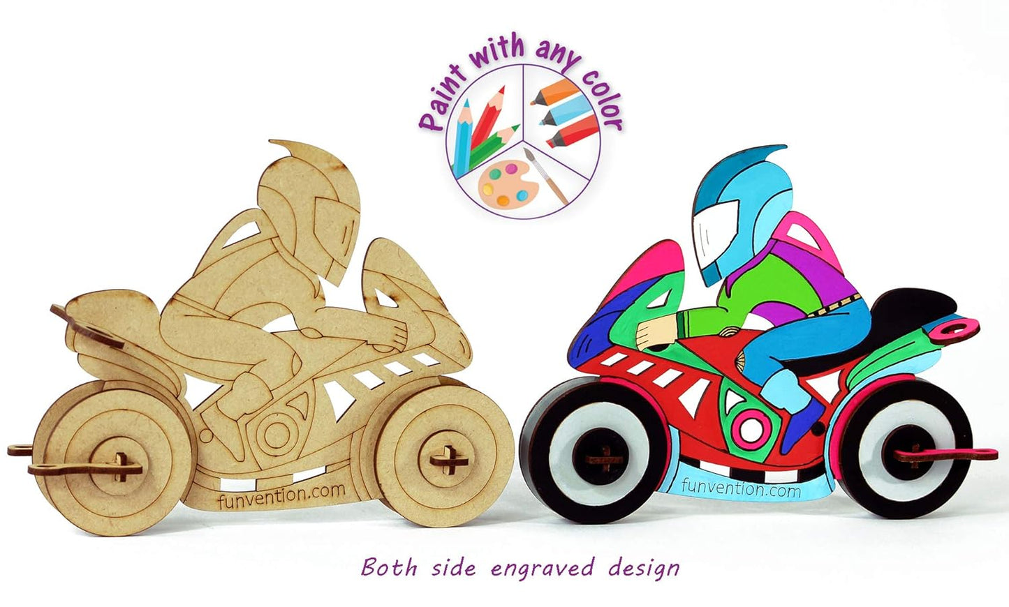 Arjoos | Bike Pen Stand - 3D Colouring Model | DIY Desk Organizer Pen Stand | STEM Learning 3D Puzzle Toy -Art, Colouring and Painting Kit | Birthday Gifts for Kids - Age - 5+Years