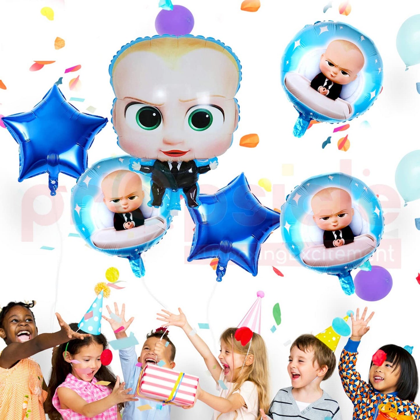 Arjoos | Birthday Boss Baby Decorations Foil Blue Balloon ( Pack of 1 Set) | Boss Baby Theme Kids Party Helium Foil Balloon | Party supplies Kit For Birthday Parties - 1pcs .