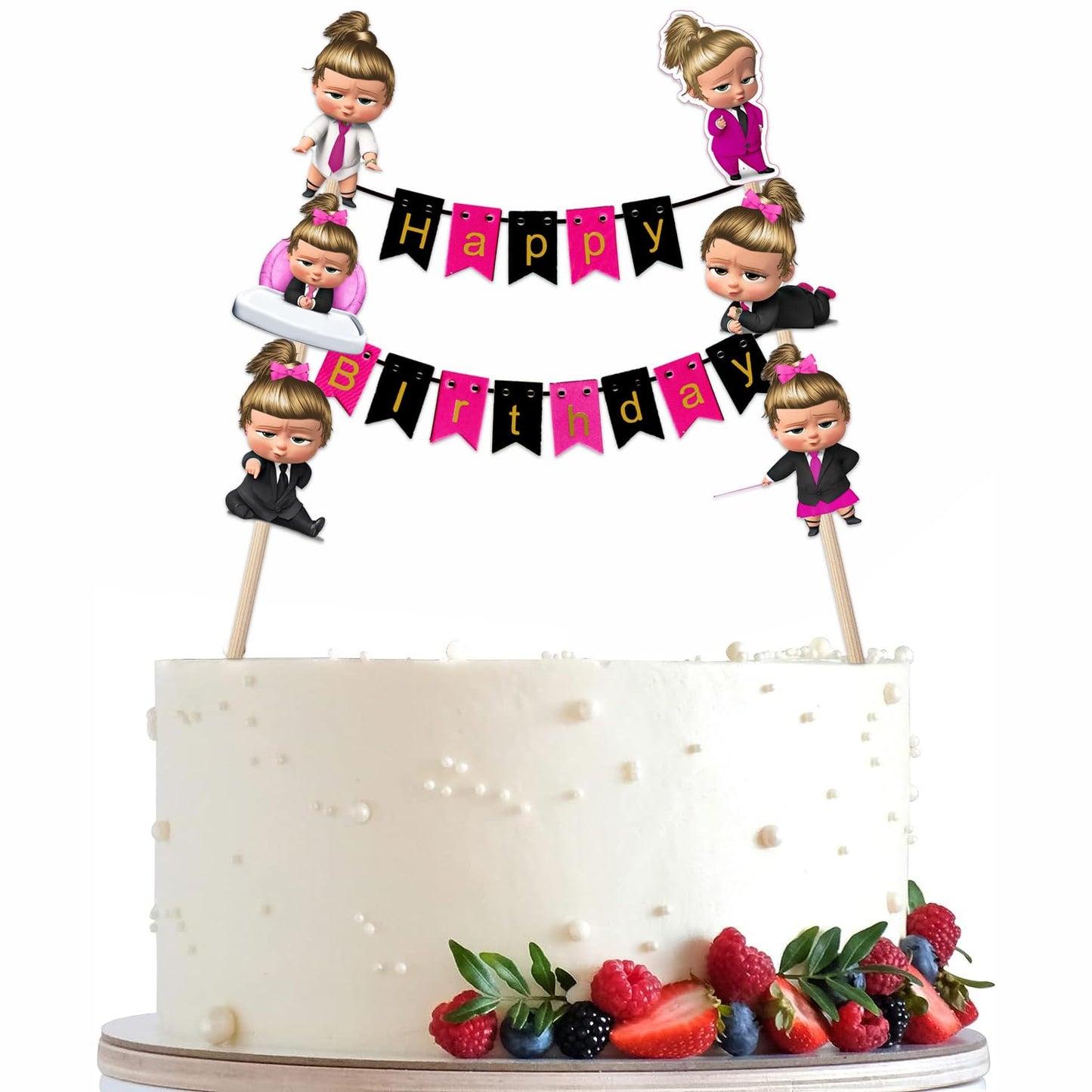 Arjoos | Boss Baby Girl Theme Cake Toppers for Cake Decorations Pack of 1 Set | Boss Baby Cake Toppers for Cake Decoration | Party supplies Kit For Birthday Parties .