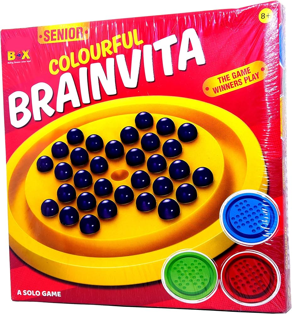 Arjoos | Brainvita Mini With Pearl Finish Marbles For Kid | Challenging Board Game with Pearl Finish Marbles | Brain Development Single Player Game | Birthday Return Gift for Kids - ( Age 5+ ).