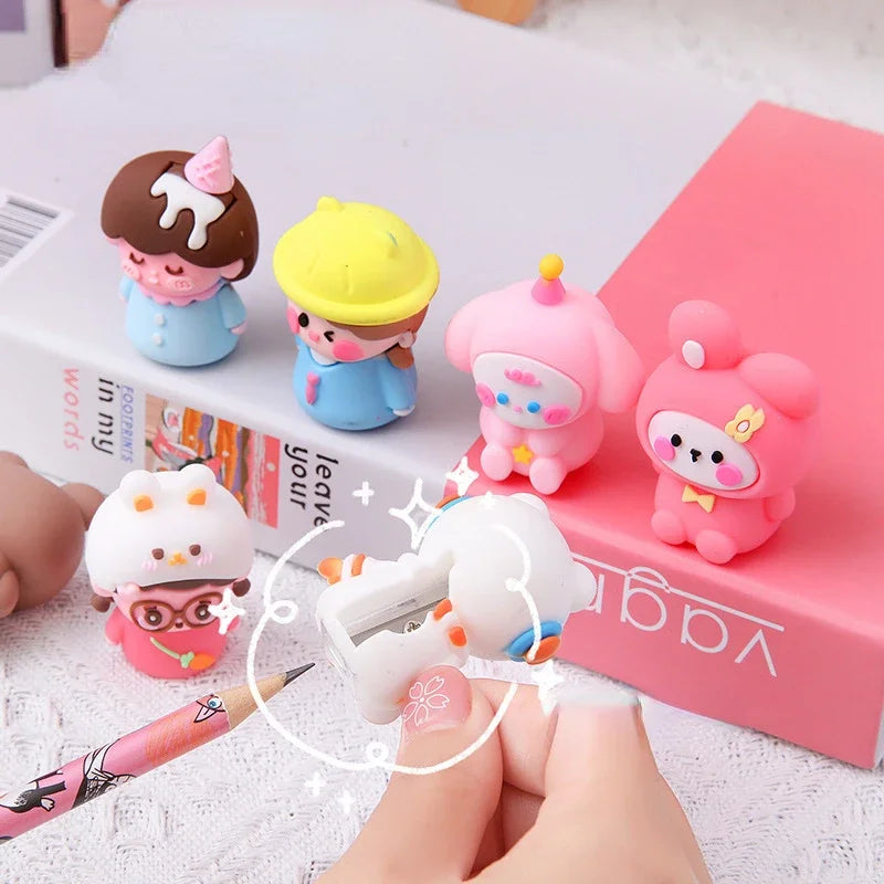 Arjoos | 1 Pc Rubber Cute Pencil Mini Sharpeners Cartoon Standard Pencil Cutting Machine Student School