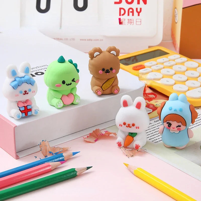 Arjoos | 1 Pc Rubber Cute Pencil Mini Sharpeners Cartoon Standard Pencil Cutting Machine Student School