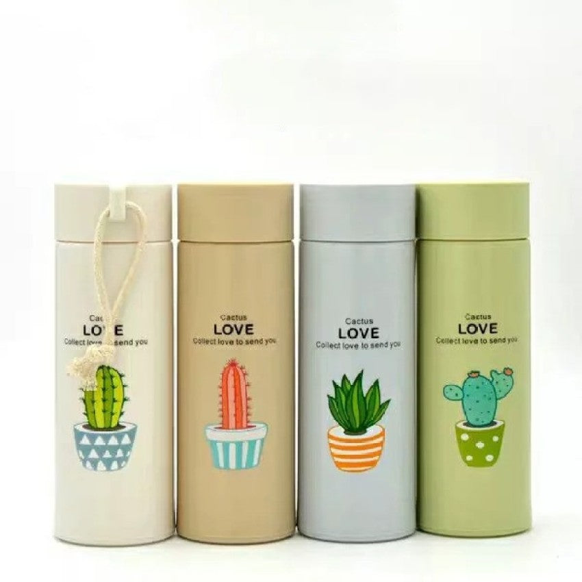 Arjoos | Cactus Love Water Bottle,Print Glass Water Bottle with Food grade Plastic - 450 ml,Leak Proof, BPA Free | Return Gift For Kids - ( Pack of 1 , Multicolour )
