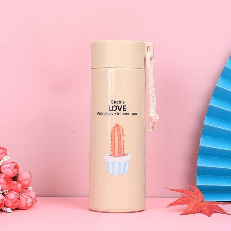 Arjoos | Cactus Love Water Bottle,Print Glass Water Bottle with Food grade Plastic - 450 ml,Leak Proof, BPA Free | Return Gift For Kids - ( Pack of 1 , Multicolour )