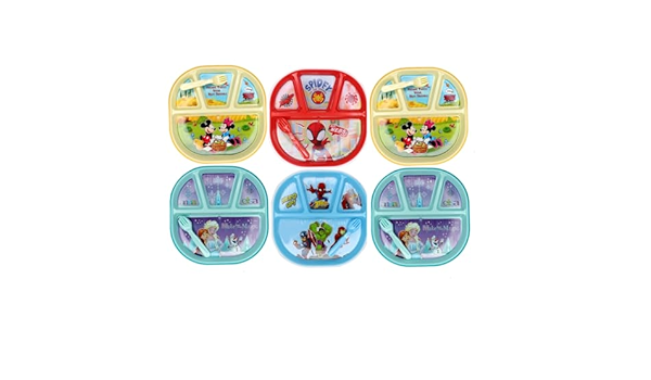 Arjoos | Cartoon Tableware Plate for Baby and Toddler Divided 3 Compartments | Birthday Return Gifts Set for Kids Boys and Girls (Multicolor) , Pack of 1
