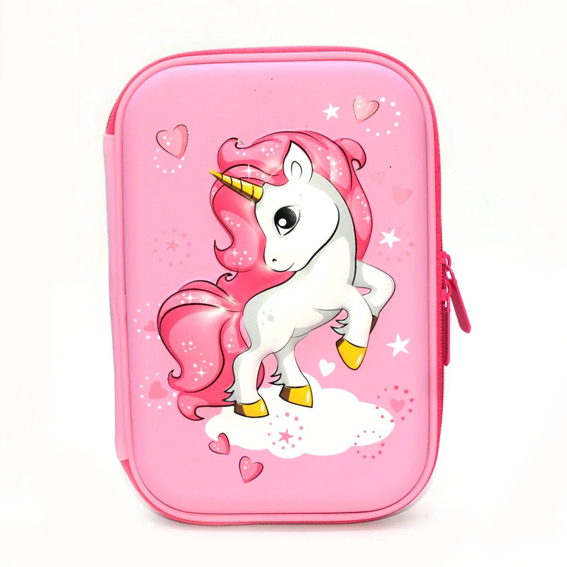 Arjoos | Crown Unicorn Gifts for Girls | Cute Large Hardtop Pencil Case with Compartment | Kids School Supply Organizer Stationery Box | Zipper Pouch | Return Gifts For Kids .