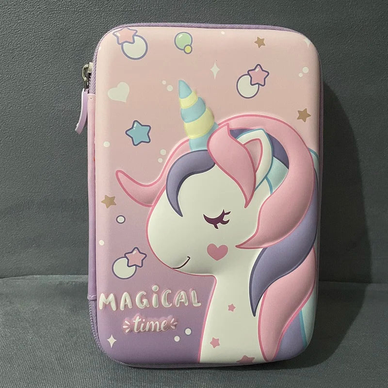 Arjoos | Crown Unicorn Gifts for Girls | Cute Large Hardtop Pencil Case with Compartment | Kids School Supply Organizer Stationery Box | Zipper Pouch | Return Gifts For Kids .