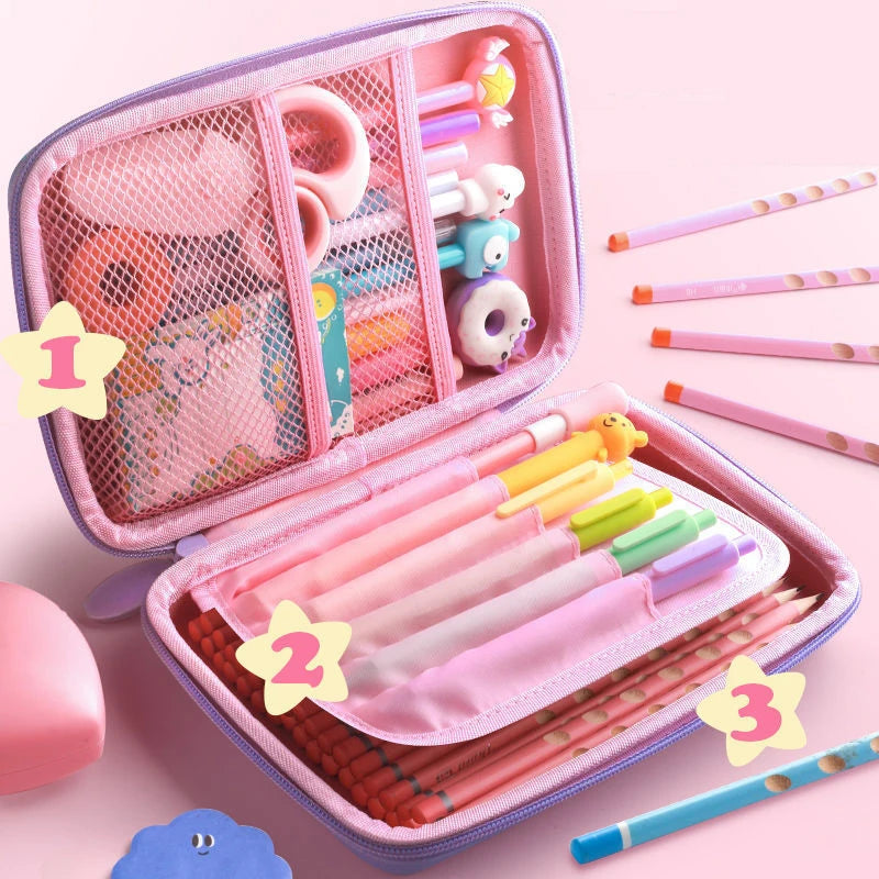 Arjoos | Crown Unicorn Gifts for Girls | Cute Large Hardtop Pencil Case with Compartment | Kids School Supply Organizer Stationery Box | Zipper Pouch | Return Gifts For Kids .