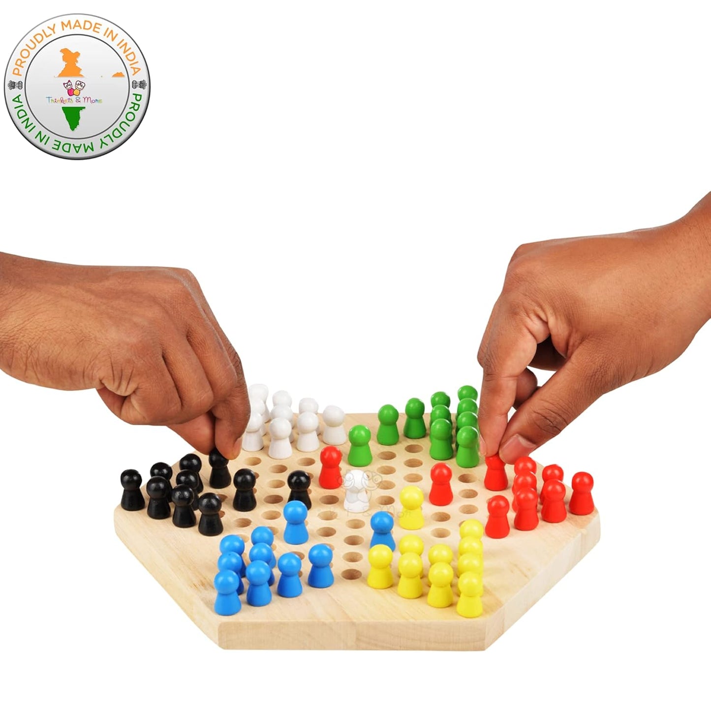 Arjoos | Chinese Checkers Hexagon with Plastic Marbles Board Games | Family Game Perfect Adults and Kids | Birthday Gifts for Kids - Pack of 1 - ( Age - 3+ )