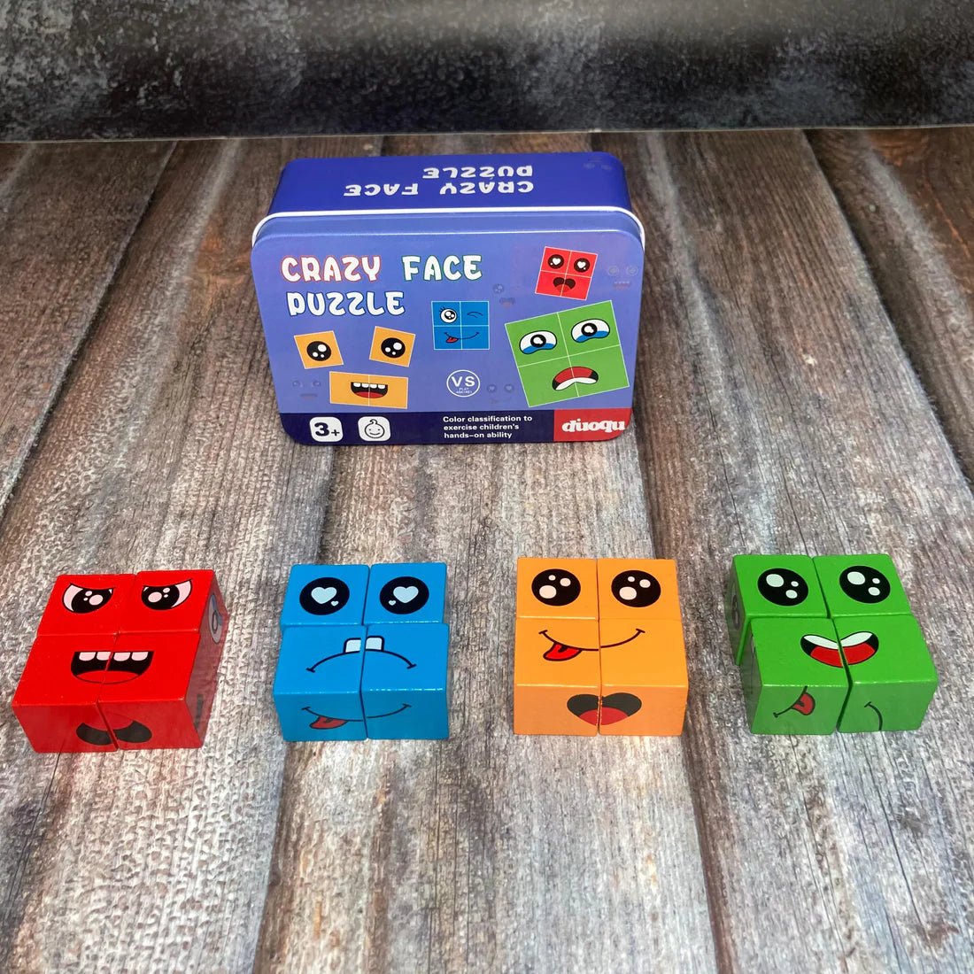 Arjoos | Face Changing Game for Kids, Smiley Face Emoji Cube for Kids, Learning & Educational Blocks Expressions Puzzles Emotion Change Toy with 16 Face Cube and 72 Cards for Kids (Multi Colour) | Toys for kids