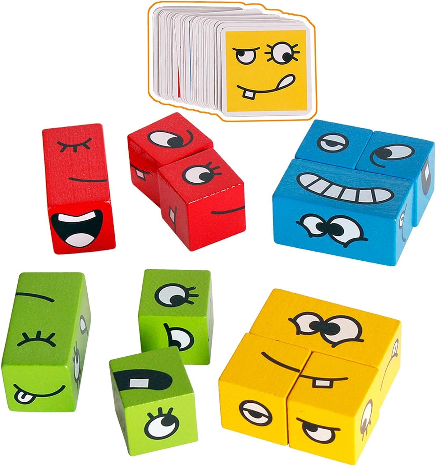 Arjoos | Face Changing Game for Kids, Smiley Face Emoji Cube for Kids, Learning & Educational Blocks Expressions Puzzles Emotion Change Toy with 16 Face Cube and 72 Cards for Kids (Multi Colour) | Toys for kids