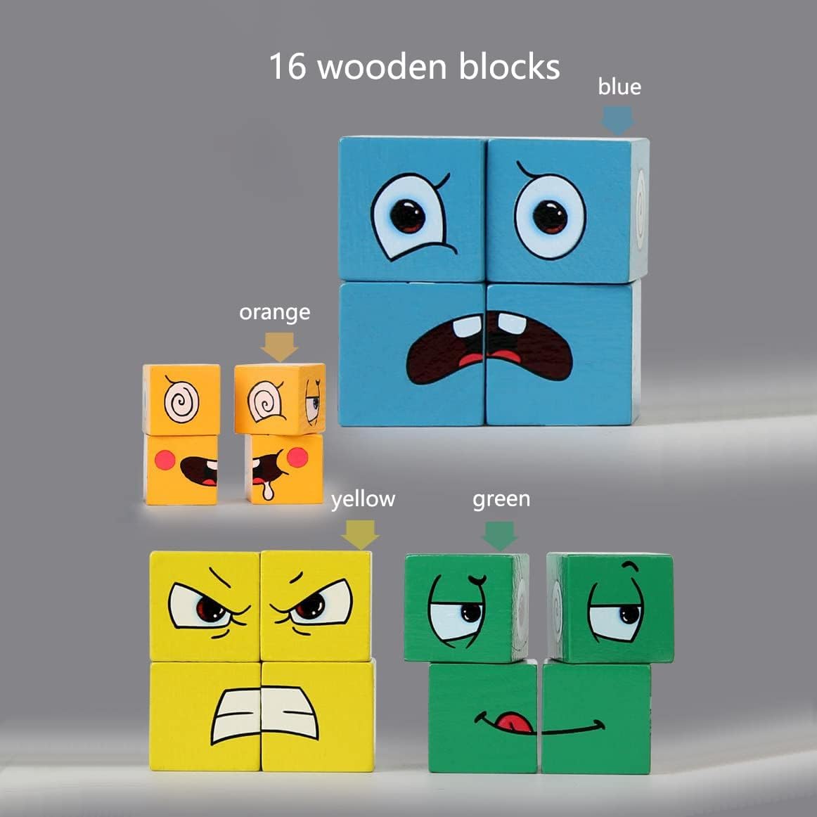 Arjoos | Face Changing Game for Kids, Smiley Face Emoji Cube for Kids, Learning & Educational Blocks Expressions Puzzles Emotion Change Toy with 16 Face Cube and 72 Cards for Kids (Multi Colour) | Toys for kids