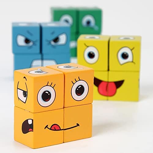 Arjoos | Face Changing Game for Kids, Smiley Face Emoji Cube for Kids, Learning & Educational Blocks Expressions Puzzles Emotion Change Toy with 16 Face Cube and 72 Cards for Kids (Multi Colour) | Toys for kids