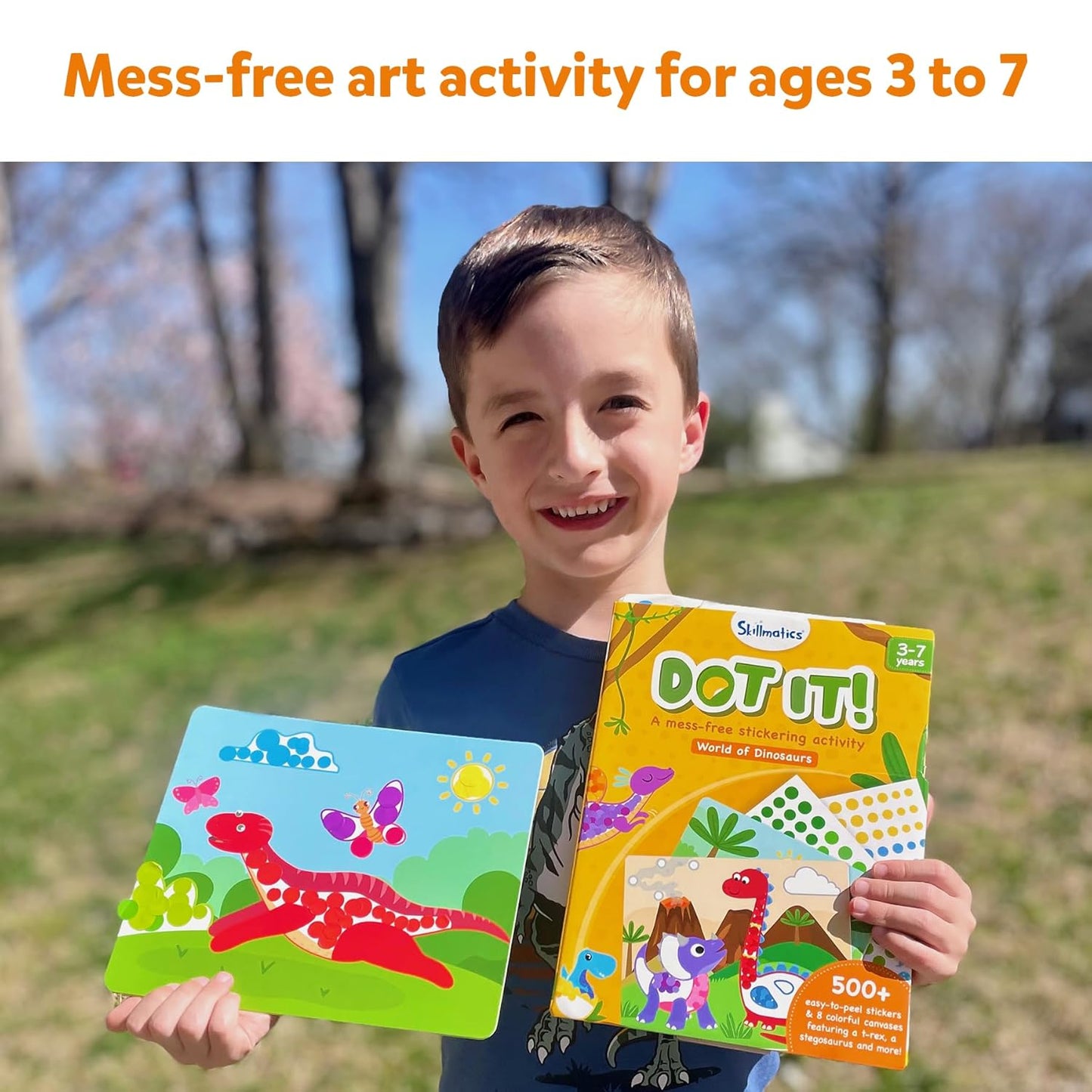 Arjoos | Dot It Dinosaurs - Art Activity | Craft Kits & DIY Activity | No Mess Sticker Art for Kids | Birthday Gifts for Kids - Age - 3+Years