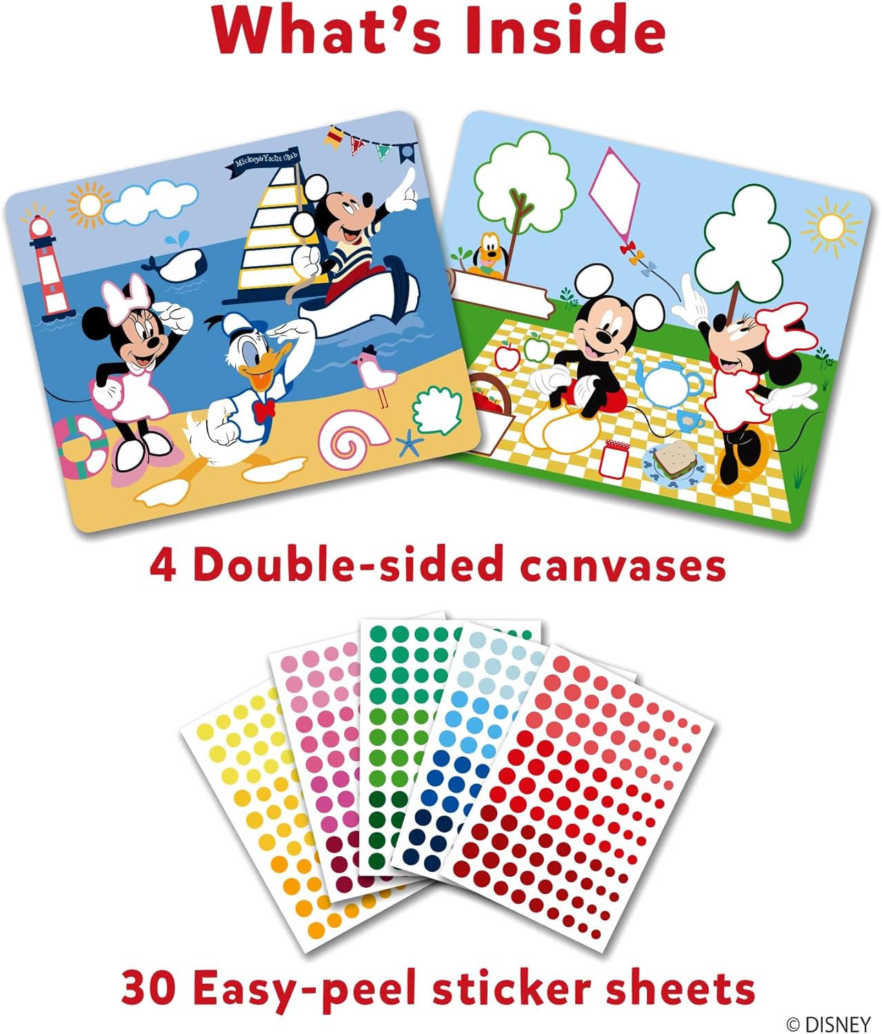 Arjoos | Dot It Disney Mickey and Friends - Art Activity | Mess-Free Sticker Art for Kids | Craft Kits, DIY Activity, Scrapbooking, Gifts | Birthday Gifts for Kids - Age - 3+Years