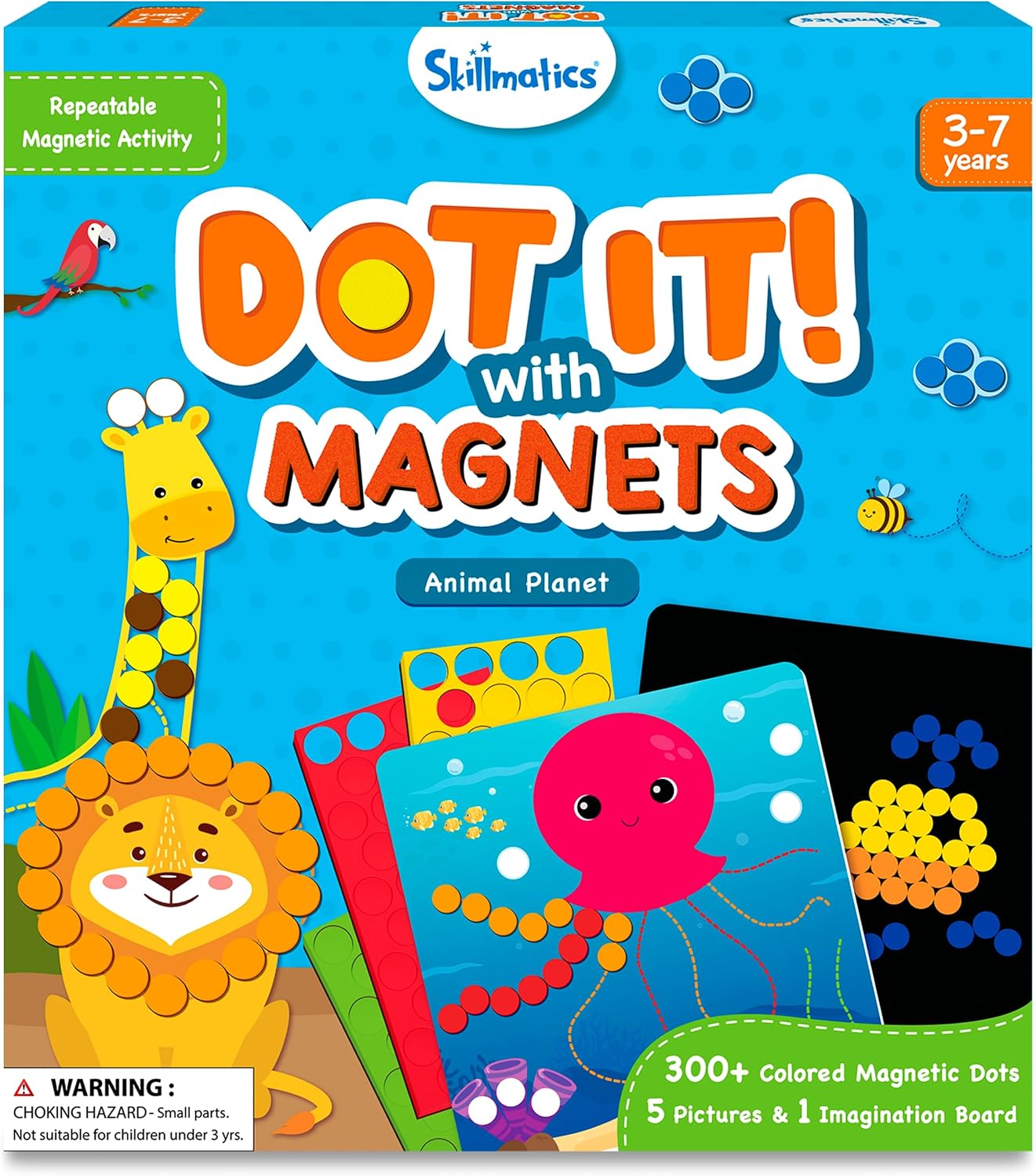 Arjoos | Dot It with Magnets Animal Planet - Art Activity | No Mess Repeatable Art for Kids | Craft Kits, DIY Creative Activity | Birthday Gifts for Kids - Age - 3+Years