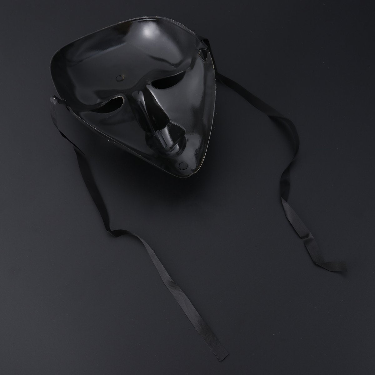 Arjoos | Full Face Masquerade Masks - Plastic | Carnival Face Mask Performance Props with Elastic Head Band(Black) | Halloween Party Supplies