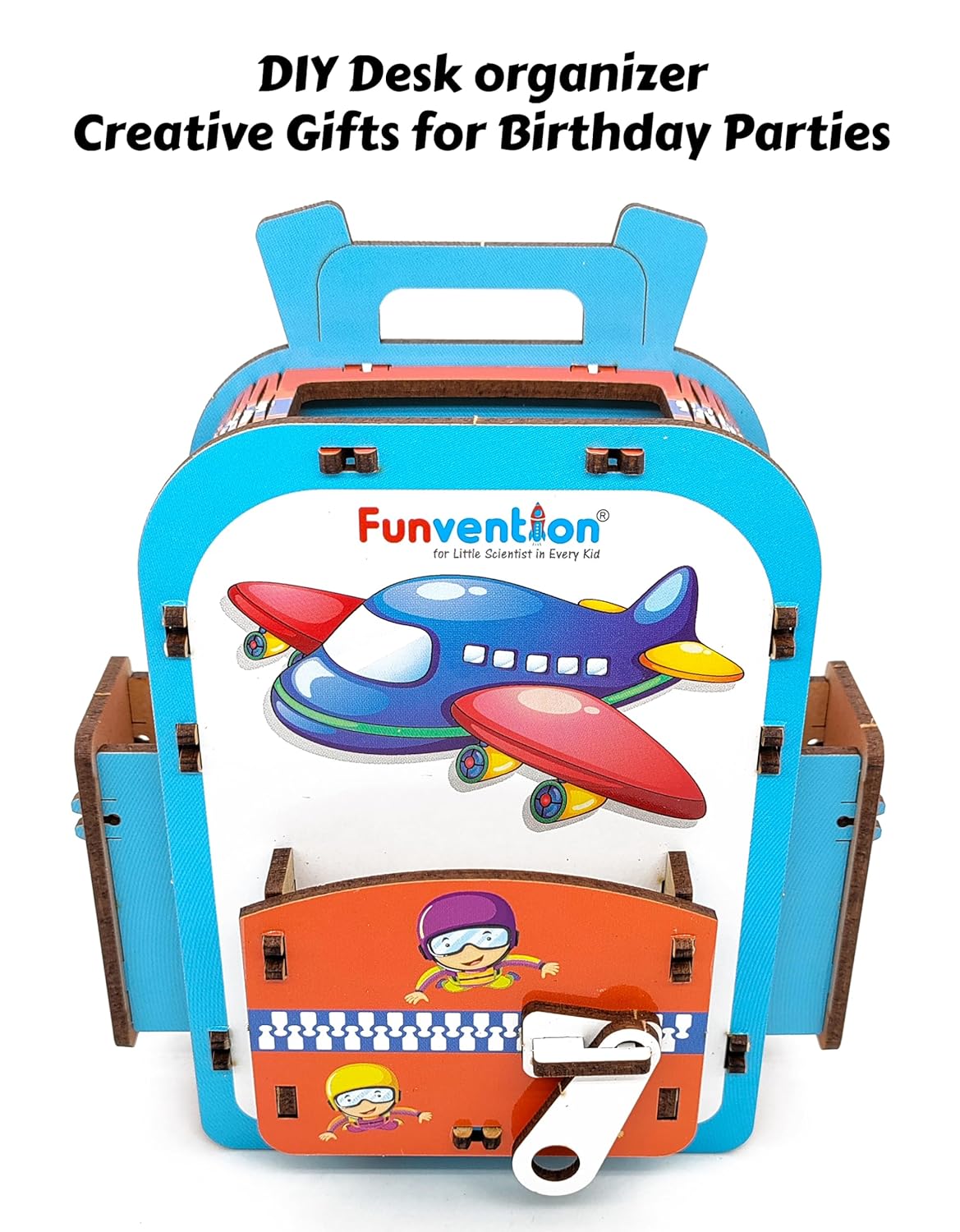 Arjoos | Funvention Airplane DIY Pen Stand | Model Desk Organizer | 3D Puzzle Art and Craft | Birthday Gift For Kids - ( Ages - 4+ Years )