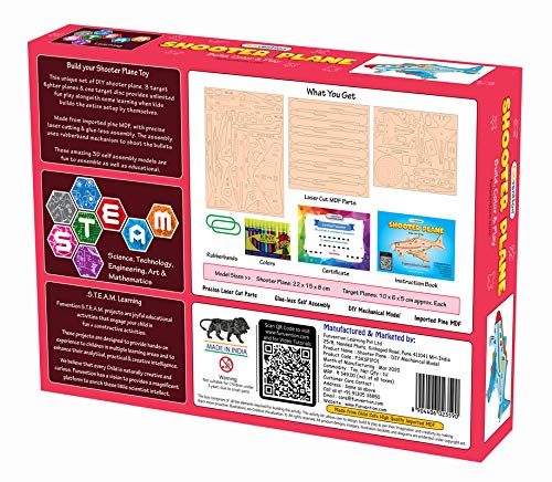 Arjoos | Funvention DIY Shooter Plane | Mechanical Shooting Model with 3 Target Planes and One Target Disc and Free Colours | Birthday Gift For Kids - ( Ages - 5+ Years )