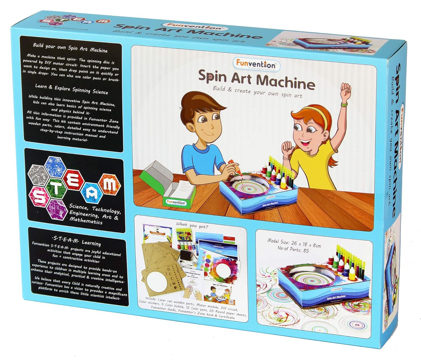 Arjoos | Funvention Spin Art Machine - DIY | STEM Learning Kit | Creative Art Maker for Kids | Birthday Gifts For Kids - ( Ages - 8+ Years )