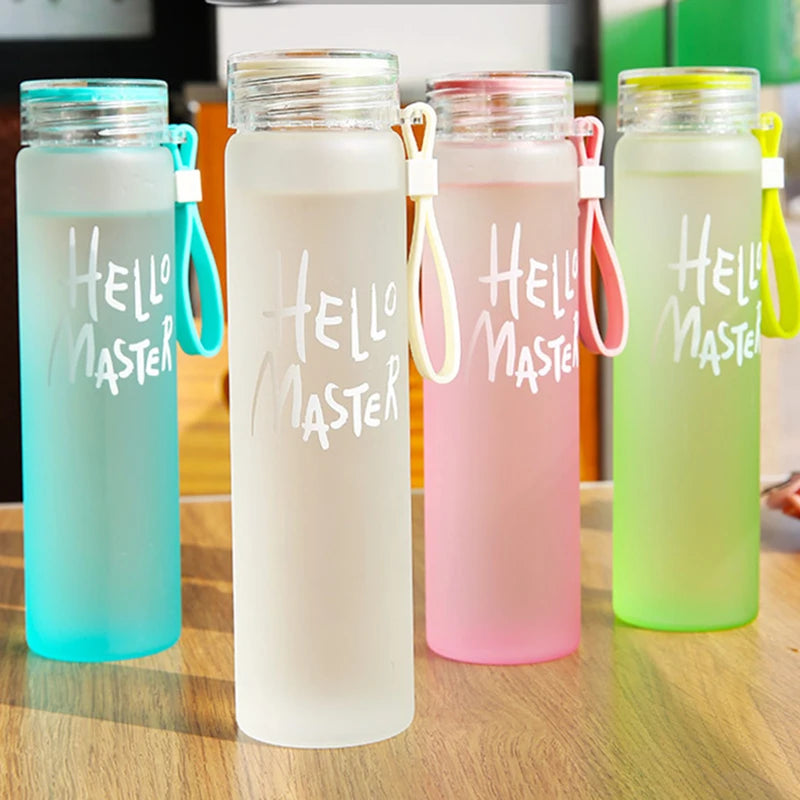 Arjoos | Premium Hello Master Print Glass Water Bottle - 400ml | Glass Bottle with Cover | Leak Proof | BPA Free | For School , College , Office | Easy to carry | Return Gift For Kids - ( Pack of 1 , Multicolour )
