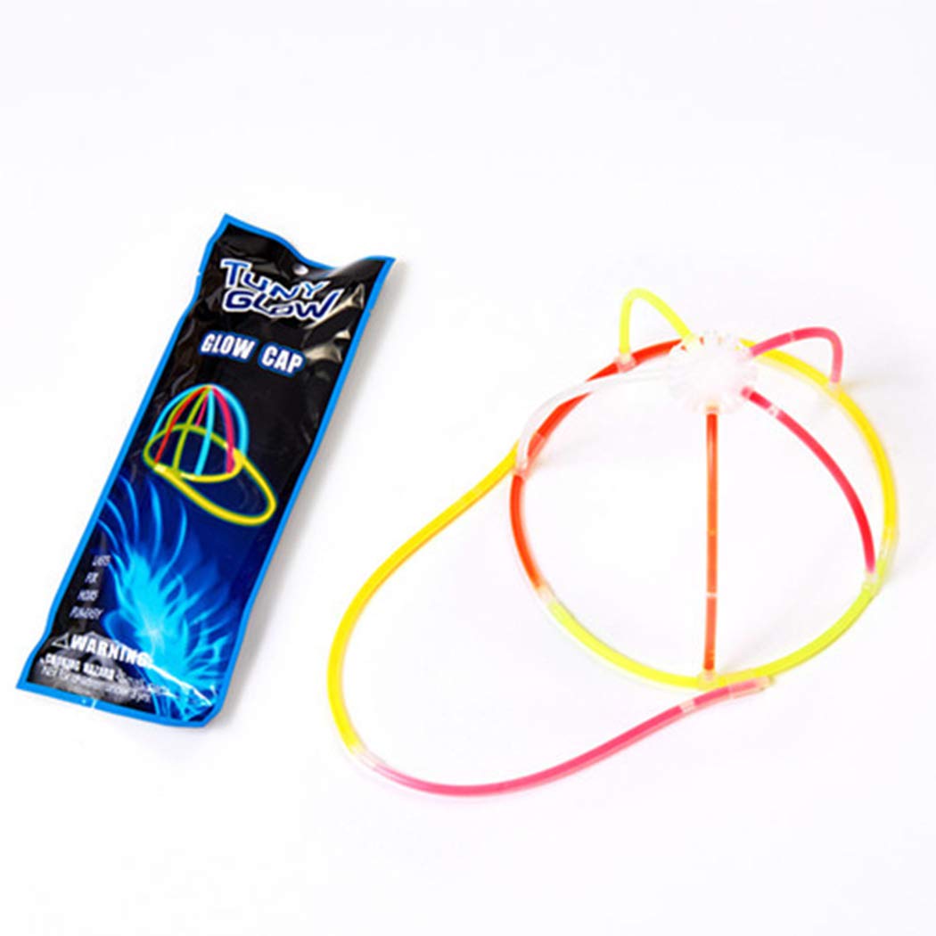 Arjoos | Glow In The Dark Cap- 1 Set Glowing Cap | Glow Stick Light with Cap Connectors | Glow Sticks for Party | Glow Party Props | Party Favors for Night Events