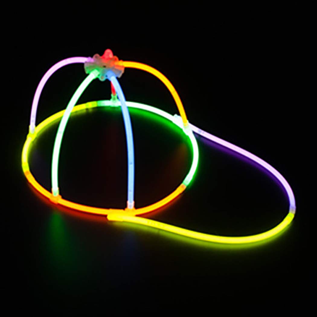 Arjoos | Glow In The Dark Cap- 1 Set Glowing Cap | Glow Stick Light with Cap Connectors | Glow Sticks for Party | Glow Party Props | Party Favors for Night Events