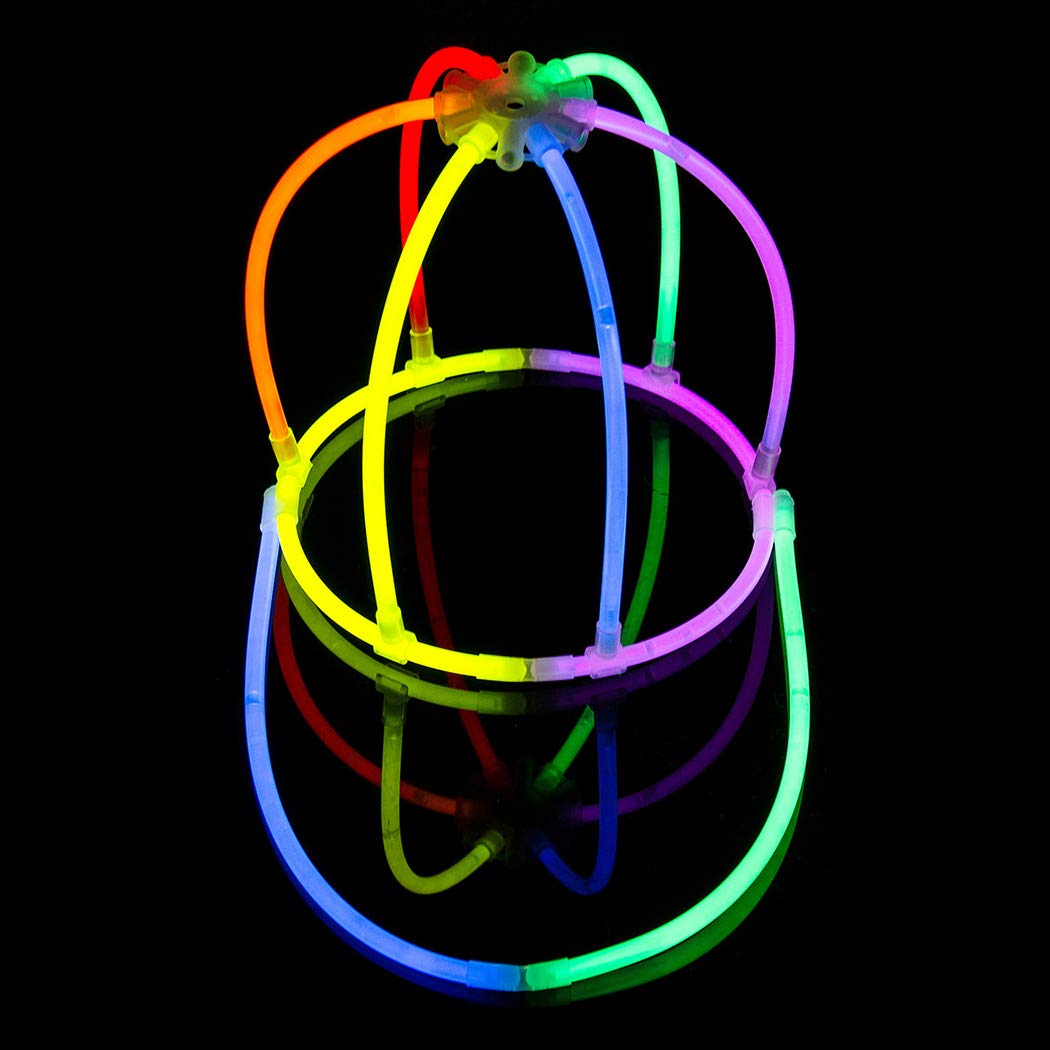 Arjoos | Glow In The Dark Cap- 1 Set Glowing Cap | Glow Stick Light with Cap Connectors | Glow Sticks for Party | Glow Party Props | Party Favors for Night Events