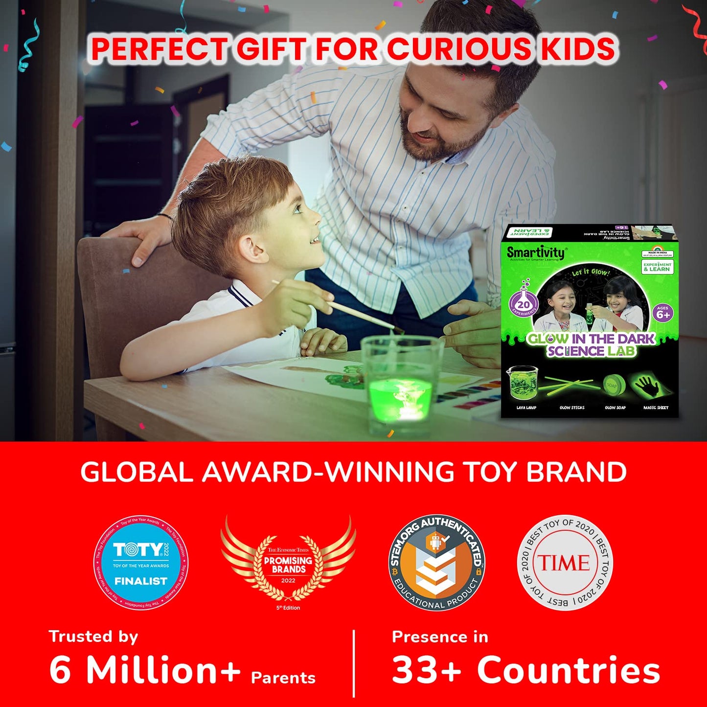 Arjoos | Glow in the Dark Science Lab - DIY Science Experiments | Kids Safe & Non - Toxic Science Kit | Birthday Gifts for Kids - Age - 6+Years