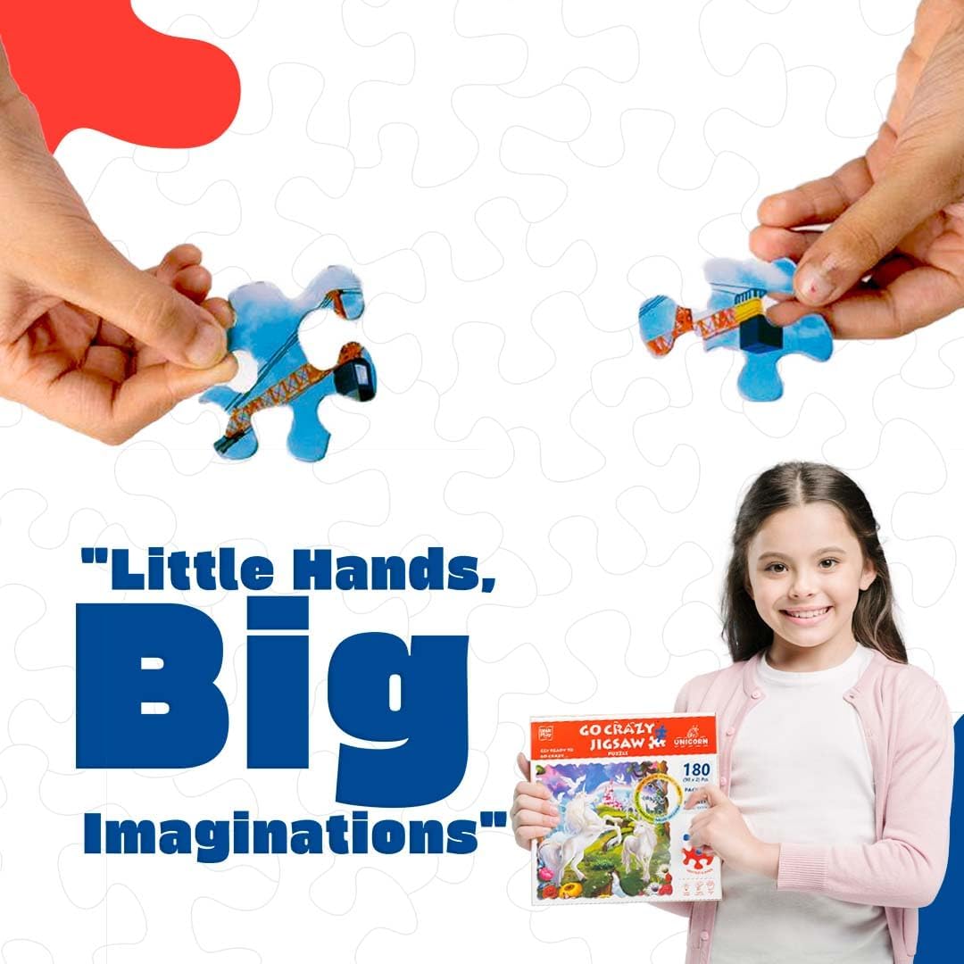 Arjoos | Go Crazy Unicorn Jigsaw Puzzle for Kids | 180 Unique Shaped Puzzle Pieces | No straight edges and Corners | Birthday Gifts for Girls - Age - 8+Years