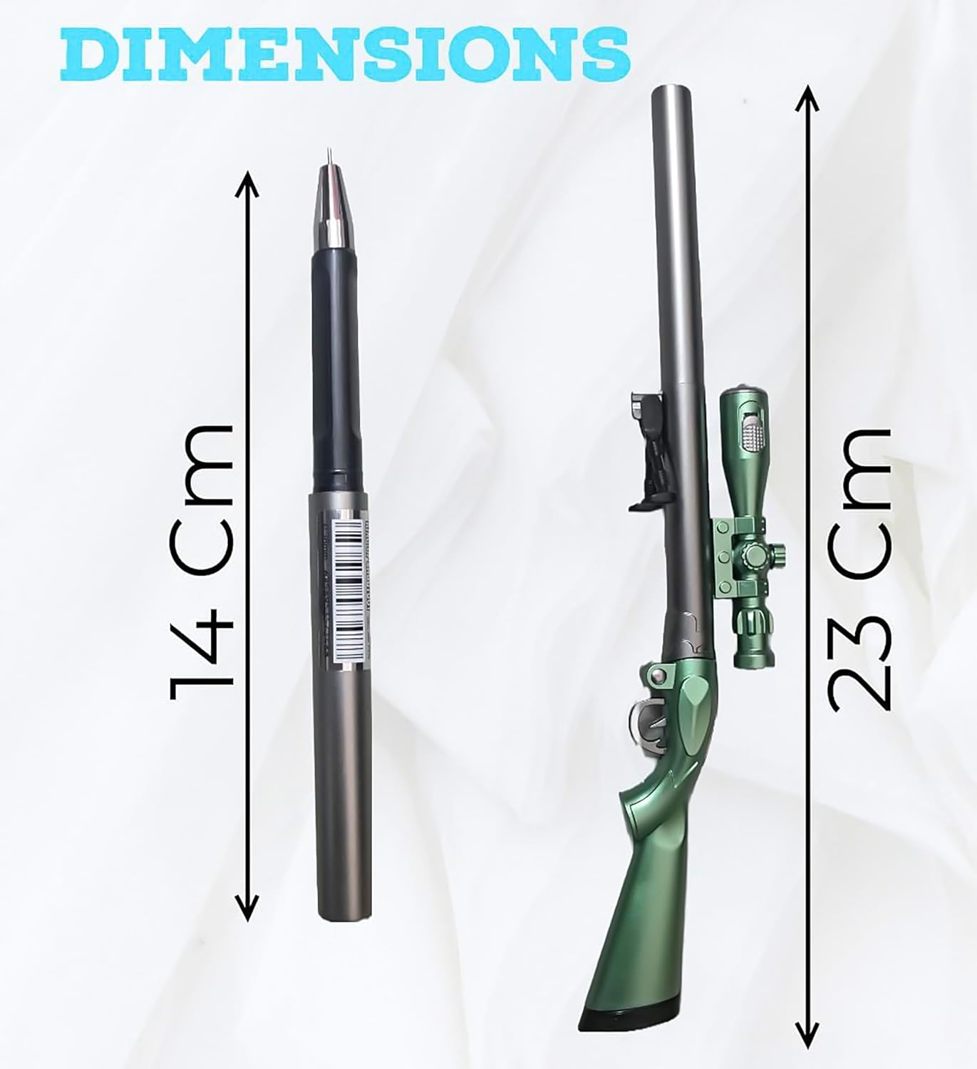 Arjoos | Gun Shape Creative, Stylish, Multipurpose Cool Gel Ink Pen, Sniper Rifle Cute Fun Stationery Gun Pen With Torch Light for Writing, School, Office, With Refill | Return Gifts for Kids - Pack of 1, Multicolour