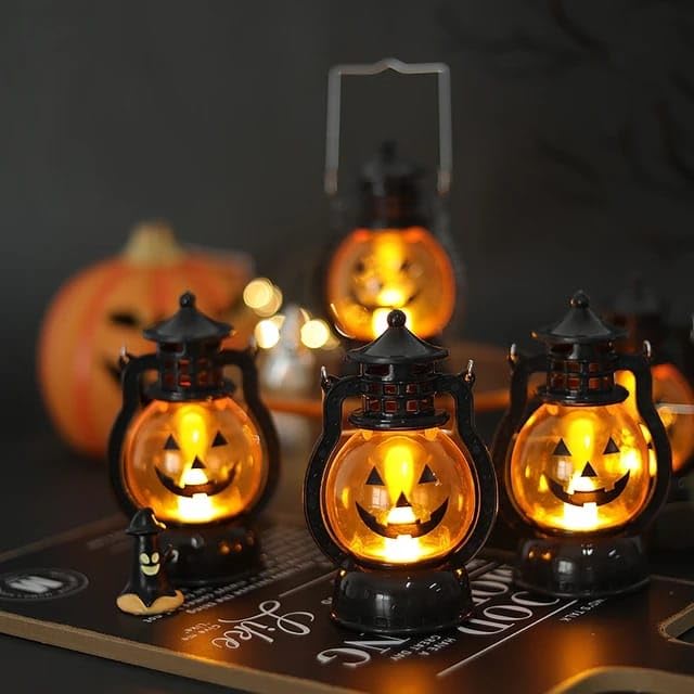 Arjoos | Halloween Pumpkin Lights - Mini | Portable Mini Halloween Lanterns LED Night Light Halloween Decoration Prop | Halloween Party supplies for Kids & Adults - 1pcs .