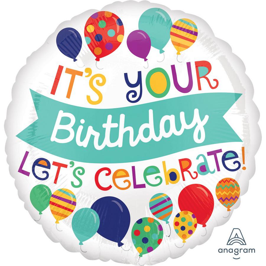 Arjoos | Happy Birthday Foil Balloon - 18 Inch - Festive 'Let's Celebrate' Design - Perfect for Birthday Parties, Celebrations, Decorations | Party supplies Kit For Birthday Parties - ( Pack of 1 )