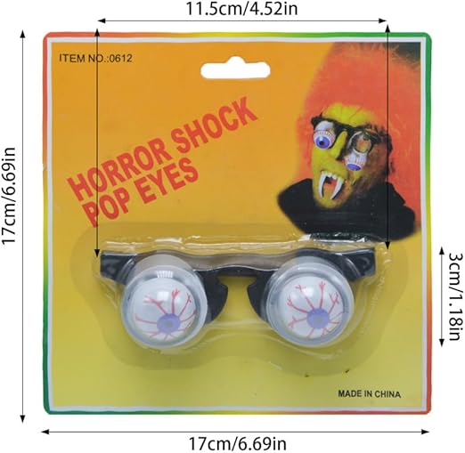 Arjoos | Horror Shock Pop Eyes | Funny Dress Up Toy Glasses For Halloween Parties For Kids & Adults