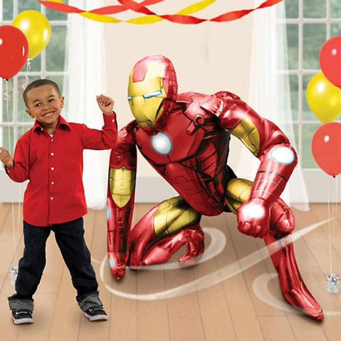 Arjoos | Ironman 3D Figure Shape Foil Premium Balloon for Kids | Superhero Theme - Size 55 cm X 63 cm | Ironman 3D Real Life Balloon |Party supplies Kit For Birthday Parties - ( Pack of 1 )