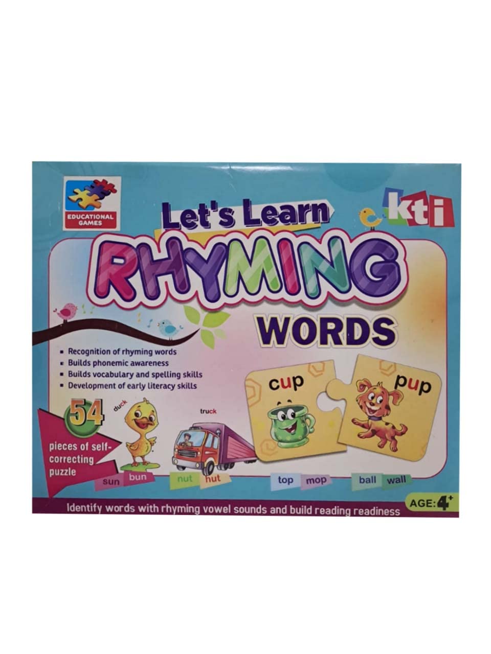 Arjoos | Let's learn Rhyming Words - Board Game | Boost Reading, Vocabulary and Imagination Skills | Age-4 Years +| (54 Puzzles Pieces - Multicolour) .