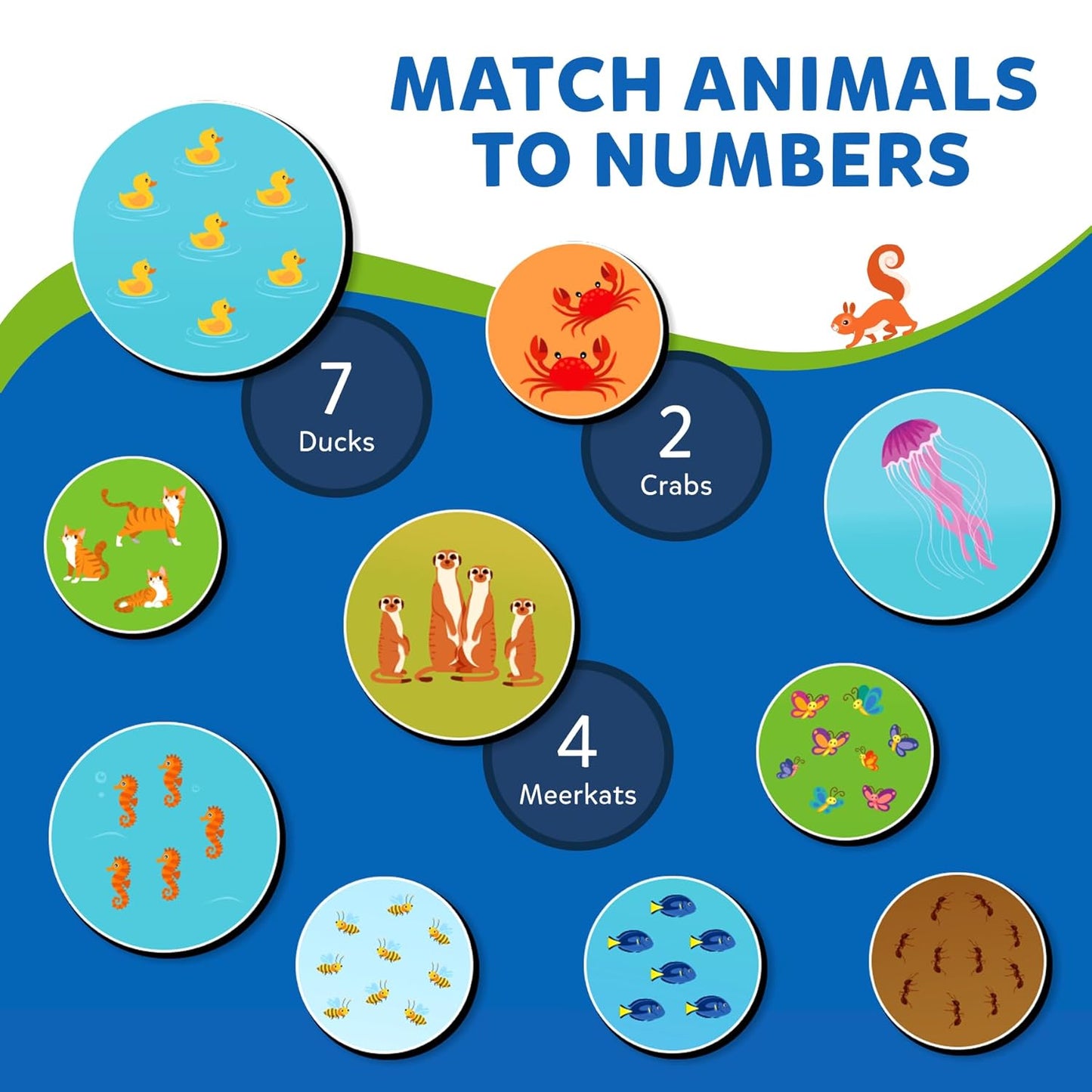 Arjoos | Letters, Numbers & Animals - Magnetic Matching Activity | Preschool Learning Toy & Game for Kids, 35+ Magnetic Pieces | Birthday Gifts for Kids - Age - 3+Years