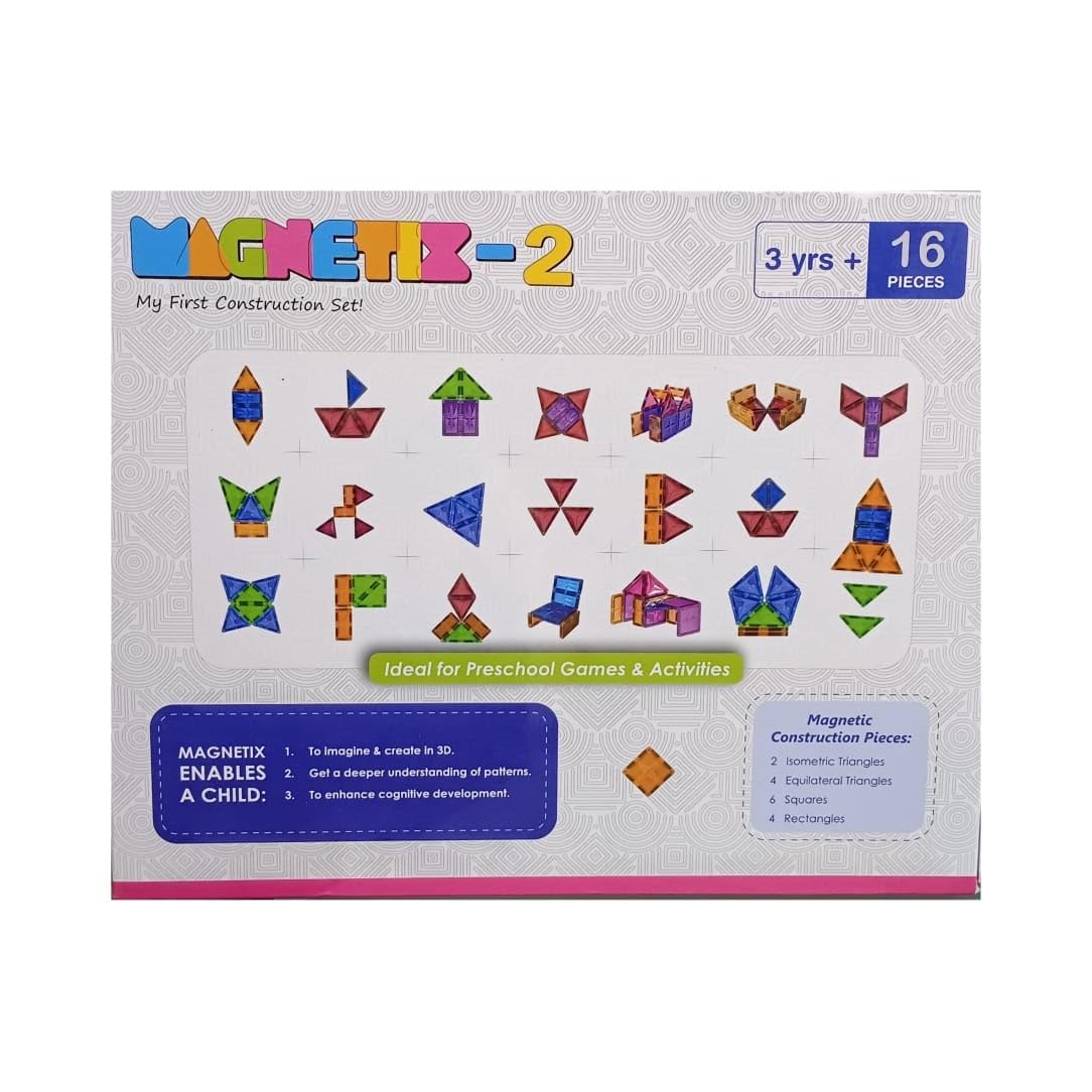 Arjoos | Magnetix - 2 | Magnetic Tiles Construction Set for Kids | STEM Learning Activities for Toddlers | Educational Magnetic Building Tiles Set for Kids 3+ Years... | Toys for kids