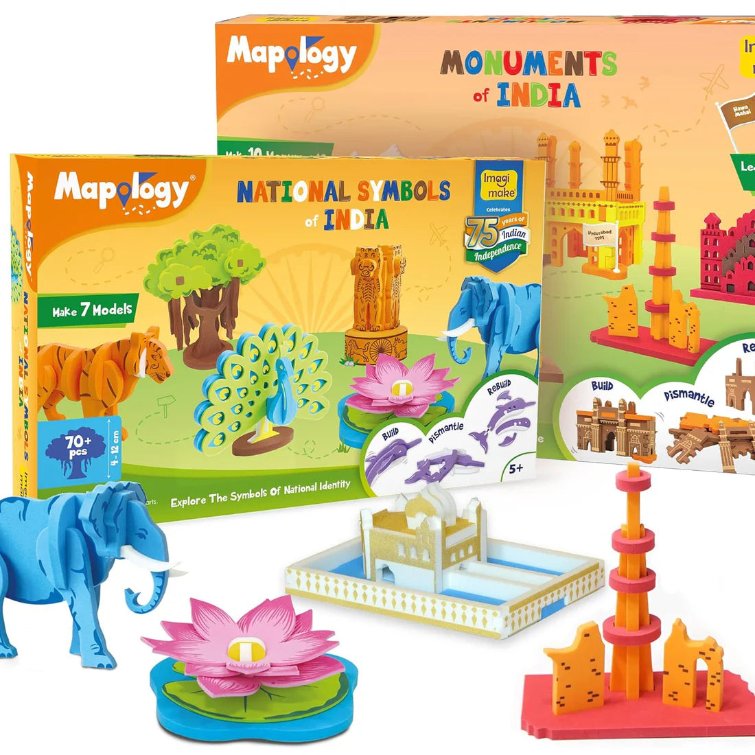 Arjoos | Mapology - National Symbols & Monuments of India | Educational & Construction Based Activity Kit | Puzzles for Kids for Age 5 Years+ | Best Gift for Boys & Girls | Toy for Boys and Girls