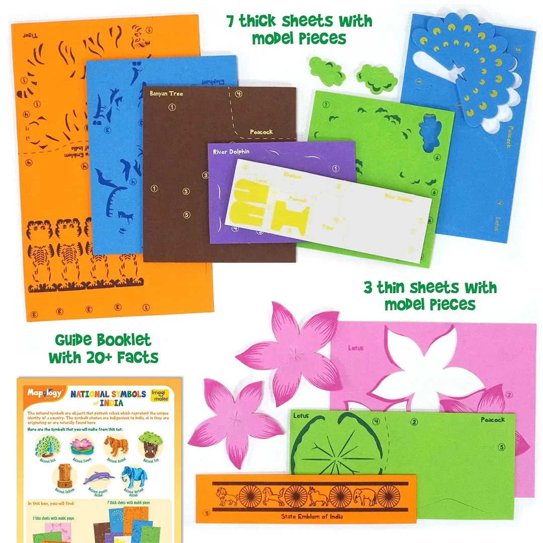 Arjoos | Mapology - National Symbols & Monuments of India | Educational & Construction Based Activity Kit | Puzzles for Kids for Age 5 Years+ | Best Gift for Boys & Girls | Toy for Boys and Girls