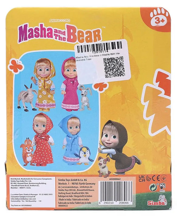 Arjoos | Masha and the Bear with Her Goat Friend Toys – Multicolour, 12 cm Tall | Perfect Collectible Playset for Kids | Fun and Durable Figurines for Imaginative Play | Birthday Gift For Kids - ( Ages - 3+ )